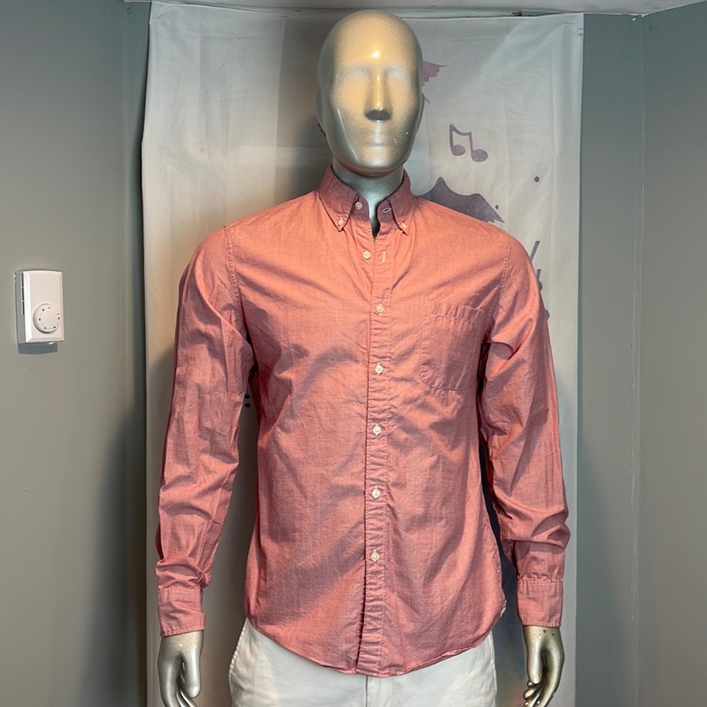 J. Crew 100% Cotton Long Sleeve Button Down Light Red Shirt Slim Fit Size M